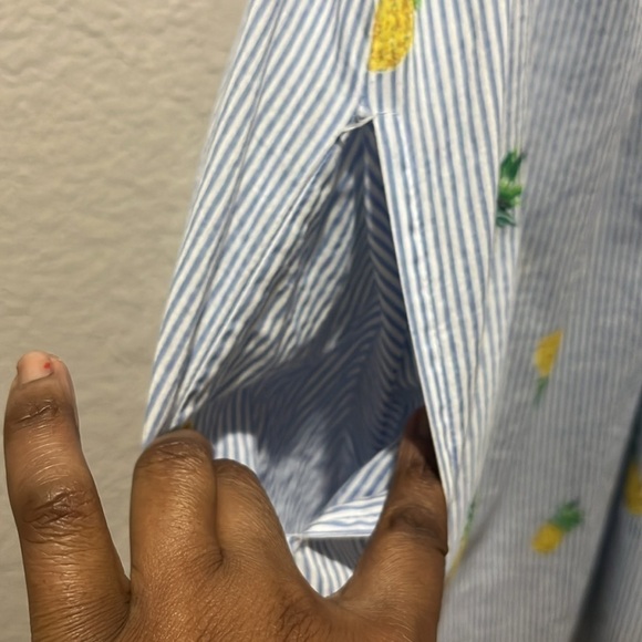 Violet Sky Women’s Pineapple Print Cover Up Blue White Striped Size Medium - Picture 4 of 13